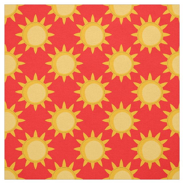 Tela Diseño de patrón de sol brillante sobre rojo (Retal)