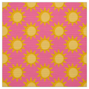 Tela Diseño de patrón de sol brillante sobre rosa