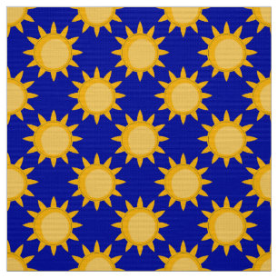 Tela Diseño de patrón de sol en azul