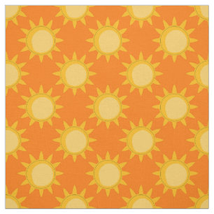Tela Diseño de patrón de sol en naranja