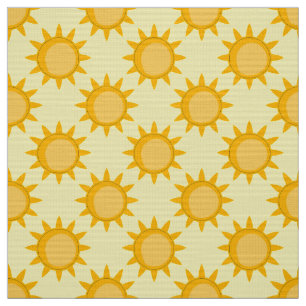 Tela Diseño de patrón de sol sobre amarillo