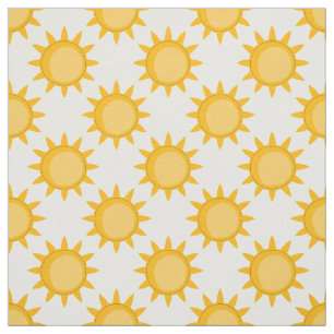 Tela Diseño de patrón de sol sobre blanco 