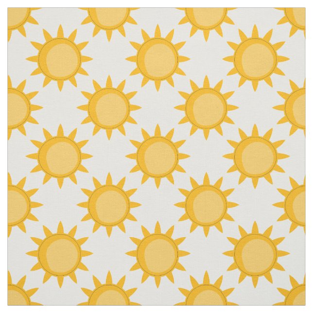 Tela Diseño de patrón de sol sobre blanco  (Retal)