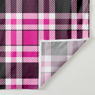 Tela Diseño de patrón de tartán de franela rosa negro y