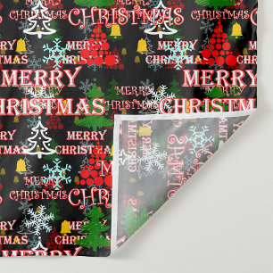 Tela Diseño de patrón de texto decorativo Feliz Navidad