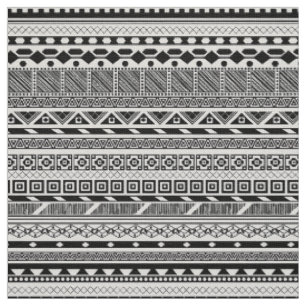 Tela diseño de patrones aztecas blanco negro lindo