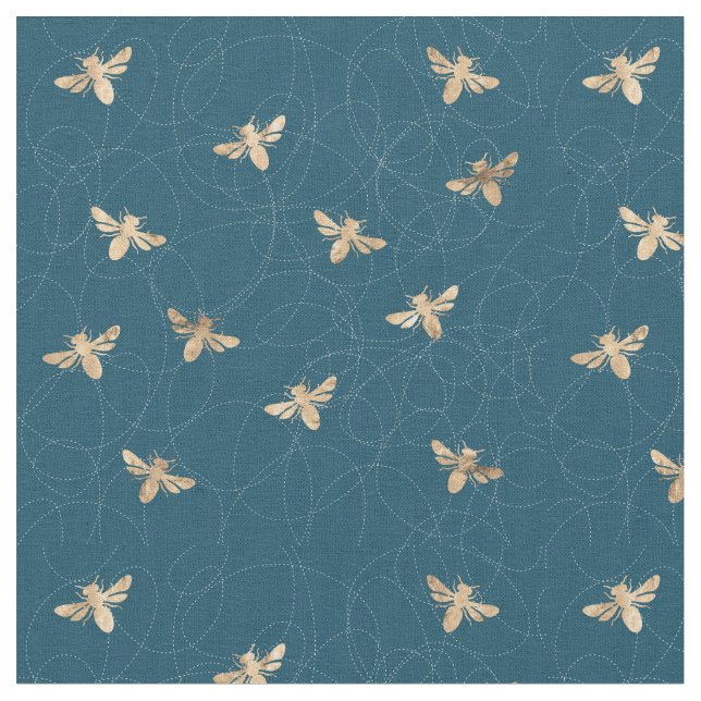 Tela Diseño de patrones de abejas ocupadas (De cerca)