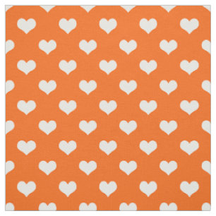 Tela Diseño de patrones de corazón de amor blanco naran