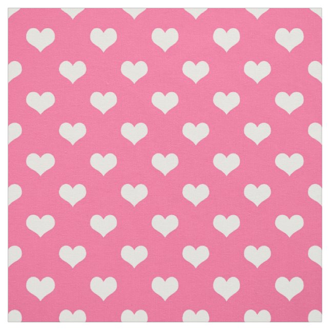 Tela Diseño de patrones de corazón de amor blanco rosad (Retal)