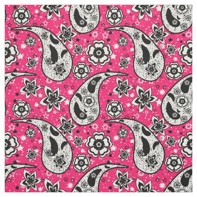 Tela Diseño de patrones de paisley floral rosa (Retal)