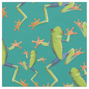 Tela Diseño de patrones de rana de árbol de vegetación