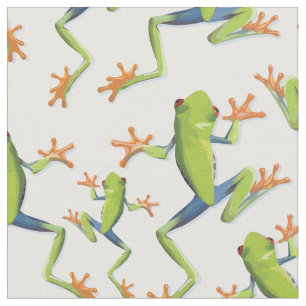 Tela Diseño de patrones de rana de árbol de vegetación