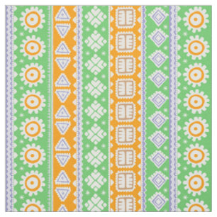 Tela Diseño de patrones étnicos naranja verde lindo