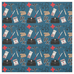 Tela Diseño de patrones médicos - Azul oscuro