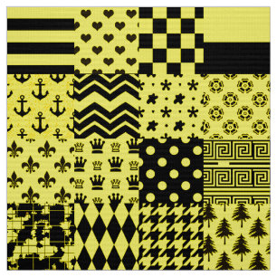 Tela Diseño de patrones mixtos amarillos negros