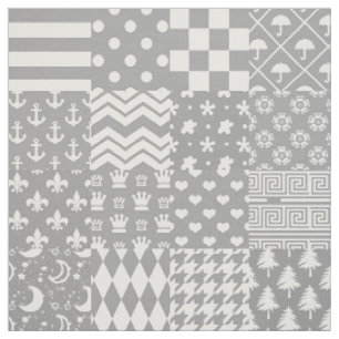 Tela Diseño de patrones mixtos de blanco gris