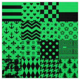 Tela Diseño de patrones mixtos de color negro verde
