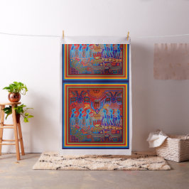 Tela Diseño de peyote de pintura de hilo huichol mexica