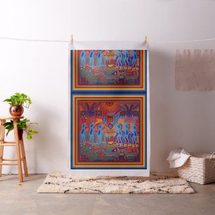 Tela Diseño de peyote de pintura de hilo huichol mexica