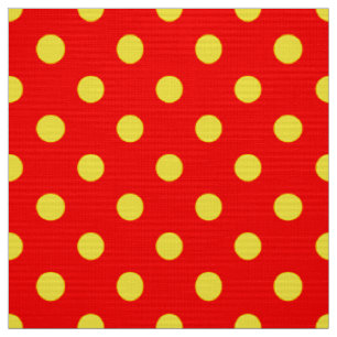 Tela Diseño de puntos de polka amarillos de fondo rojo
