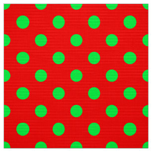 Tela Diseño de puntos de polka verde de fondo rojo