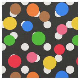 Tela Diseño de puntos polacos de color de fondo negro