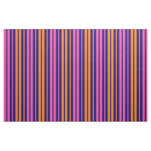 Tela Diseño de rayas verticales naranja azul rosa
