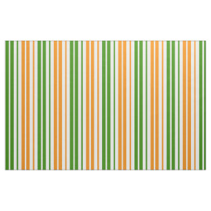 Tela Diseño de rayas verticales naranjas verdes blancas