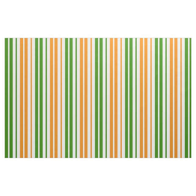 Tela Diseño de rayas verticales naranjas verdes blancas ("Cuarto gordo" (fat quarter))