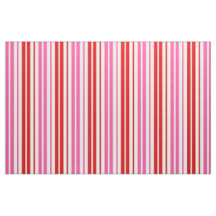 Tela Diseño de rayas verticales rosadas blancas rojas
