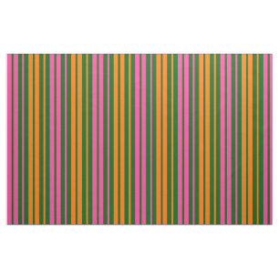 Tela Diseño de rayas verticales verde naranja rosa
