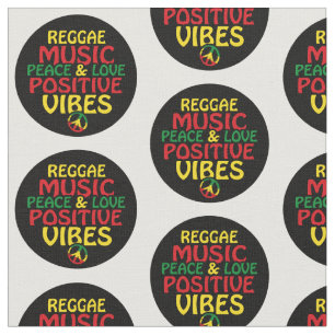 Tela Diseño de reggae con citas positivas y bandera de 