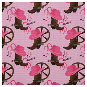 Tela Diseño de Scootin de Cowgirl Boot Pink