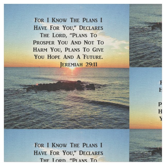 TELA DISEÑO DE SCRIPTURA SERENE SUNRISE JEREMIAH 29:11 (De cerca)