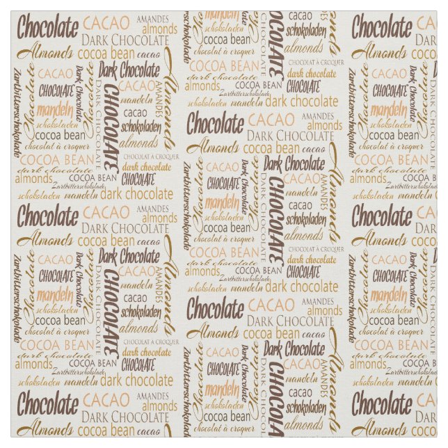 Tela Diseño de texto de chocolate, almendras y chocolat (Retal)