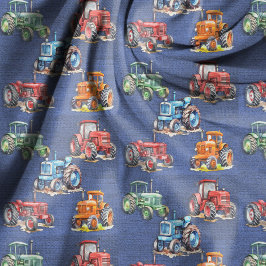 Tela Diseño de tractor agrícola azul denim
