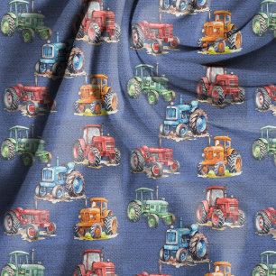 Tela Diseño de tractor agrícola azul denim