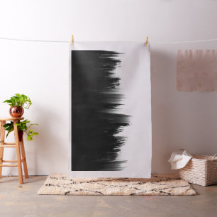 Tela Diseño de trazos modernos de pincel blanco negro