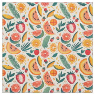 Tela Diseño de verano de cítricos y fresas