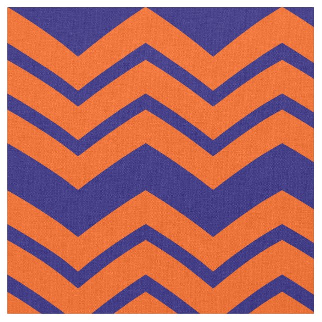 Tela Diseño de zigzag de Chevron azul naranja (De cerca)