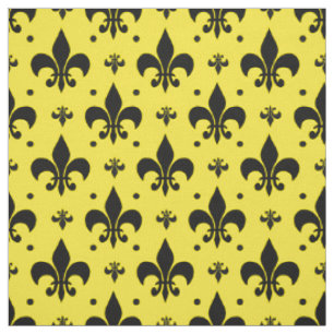 Tela Diseño del patrón de flor de lis de fondo amarillo
