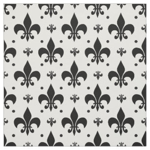 Tela Diseño del patrón de flor de lis de fondo blanco