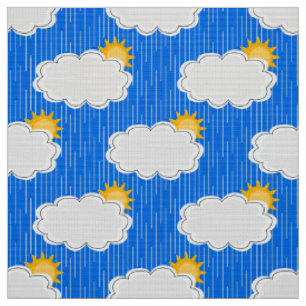 Tela Diseño del patrón de las nubes de sol de lluvia Az