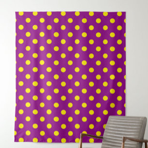 Tela Diseño del patrón de puntos de polka amarillo sobr