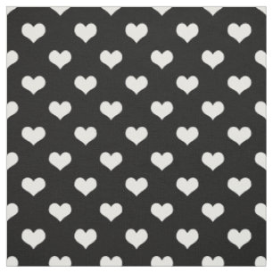 Tela Diseño del patrón del corazón de amor blanco negro