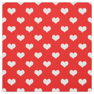 Tela Diseño del patrón del corazón de amor blanco rojo