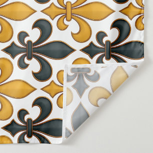 Tela Diseño del patrón Fleur-de-lis amarillo negro barr