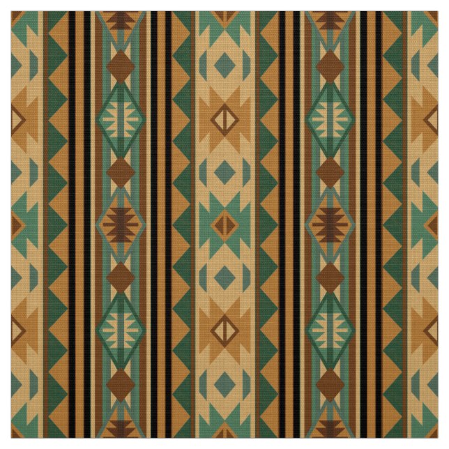 Tela Diseño del Suroeste Green Brown Tan (Retal)