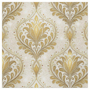 Tela Diseño floral de estampado de damasco dorado brill