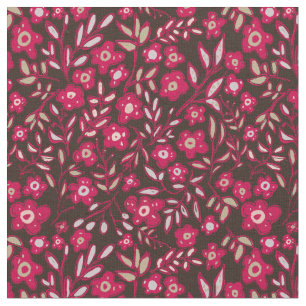 Tela Diseño floral en rico magenta y negro